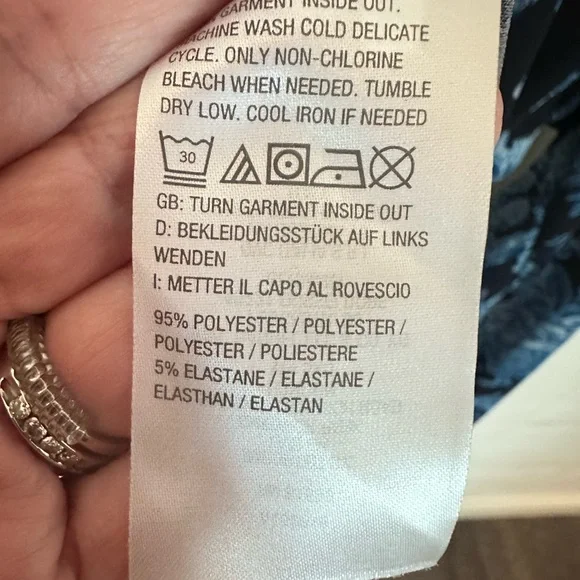 JASON WU L Jersey knit tie navy floral stretch shabby chic business casual top - Picture 7 of 12